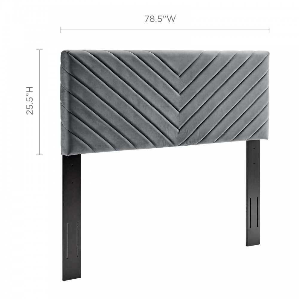 Alyson Angular Channel Tufted Performance Velvet King / California King Headboard, Charcoal