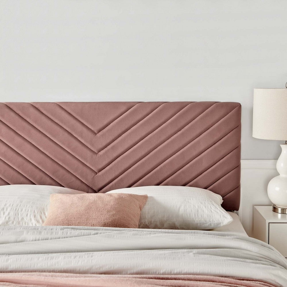 Alyson Angular Channel Tufted Performance Velvet Twin Headboard, Dusty Rose