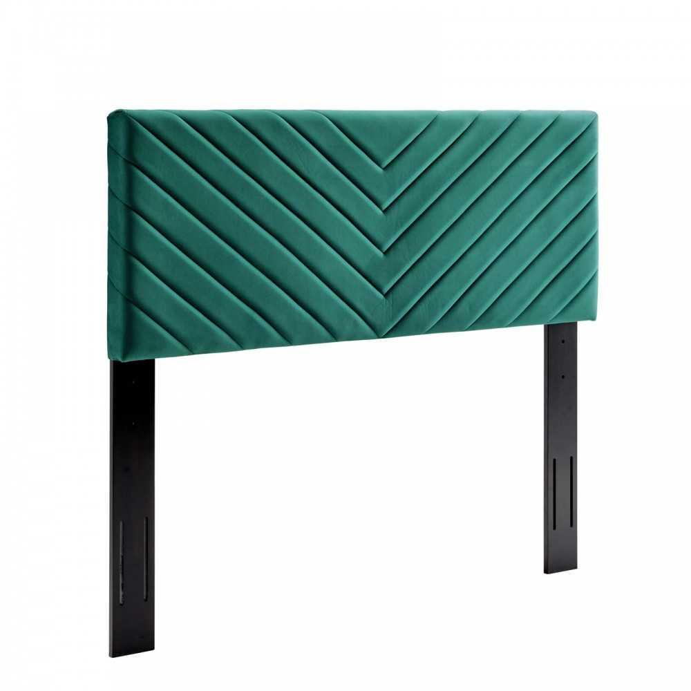 Alyson Angular Channel Tufted Performance Velvet Twin Headboard, Teal