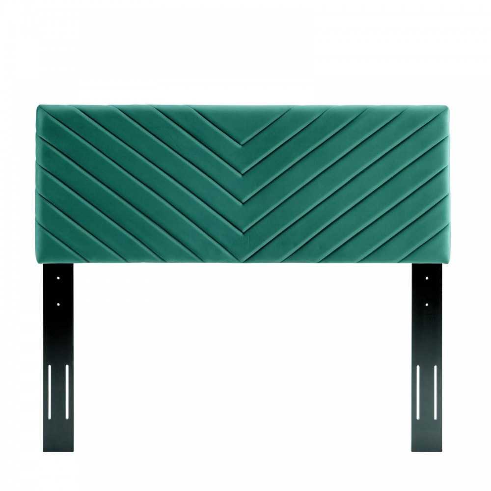 Alyson Angular Channel Tufted Performance Velvet Twin Headboard, Teal