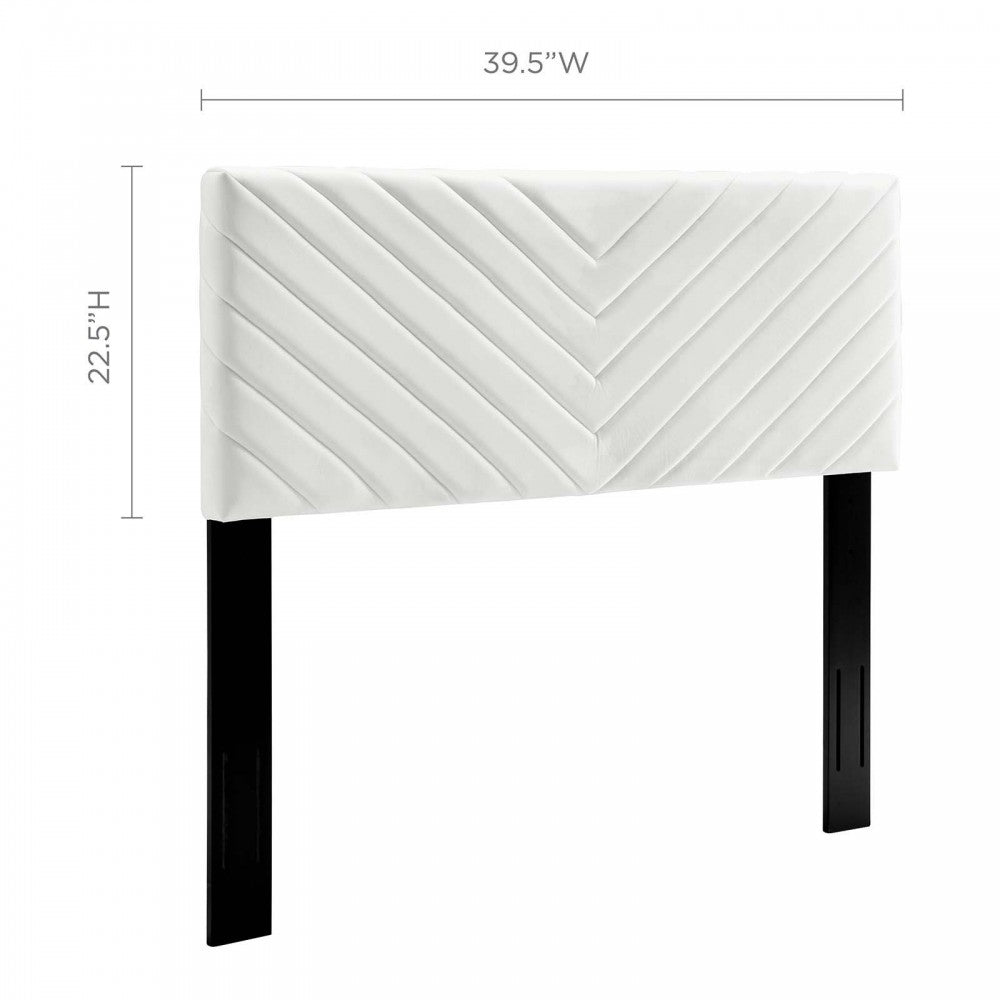 Alyson Angular Channel Tufted Performance Velvet Twin Headboard, White