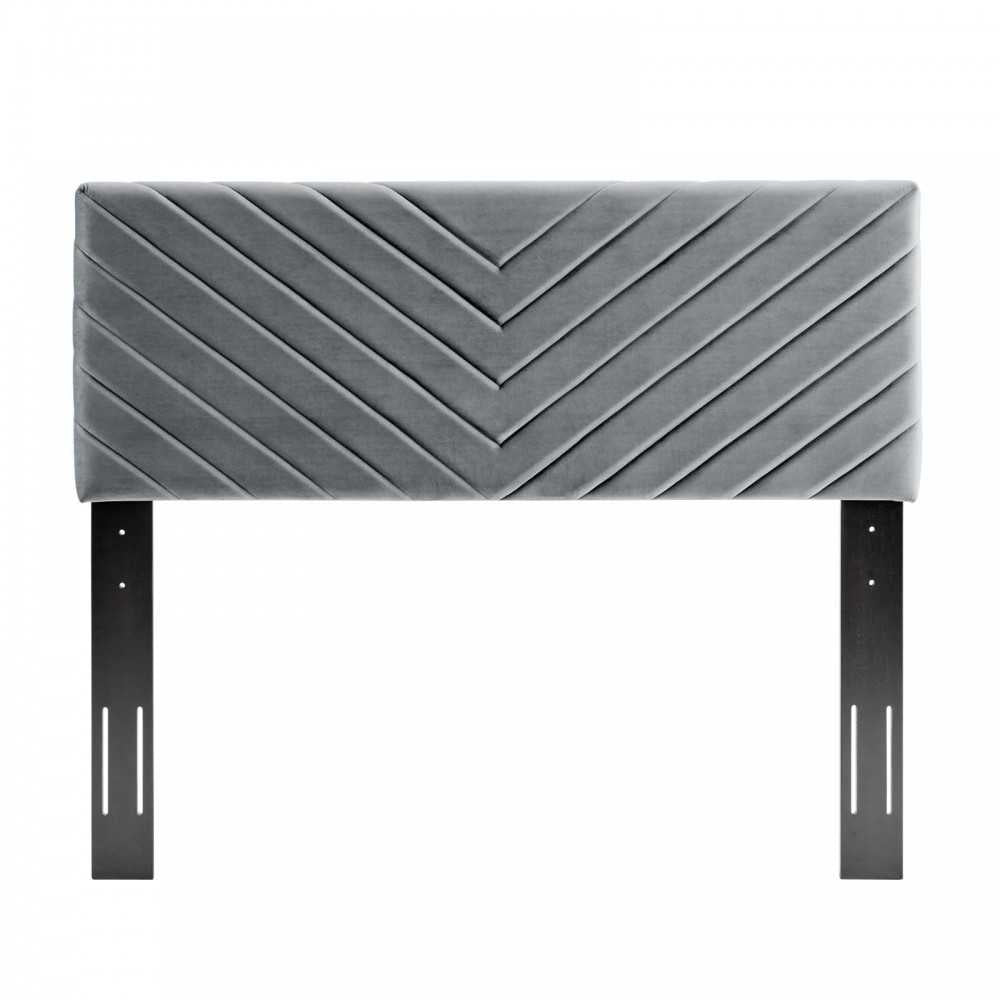 Alyson Angular Channel Tufted Performance Velvet Twin Headboard, Charcoal