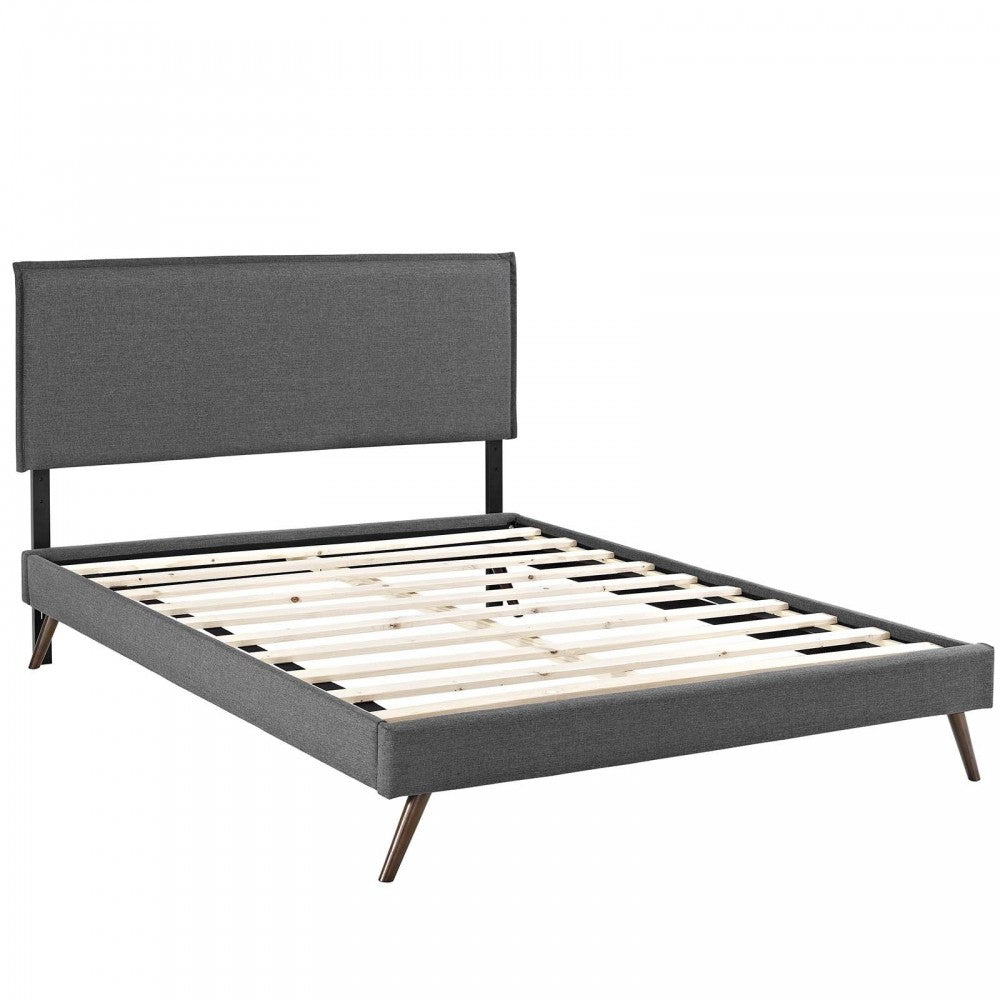 Amaris King Fabric Platform Bed with Round Splayed Legs, Gray