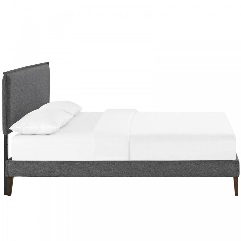 Amaris Queen Fabric Platform Bed with Squared Tapered Legs, Gray