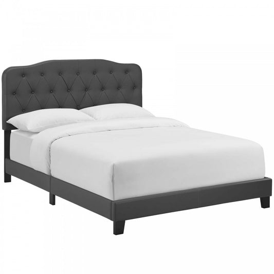 Amelia Full Faux Leather Bed, Gray