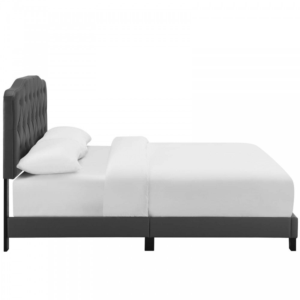 Amelia Full Faux Leather Bed, Gray