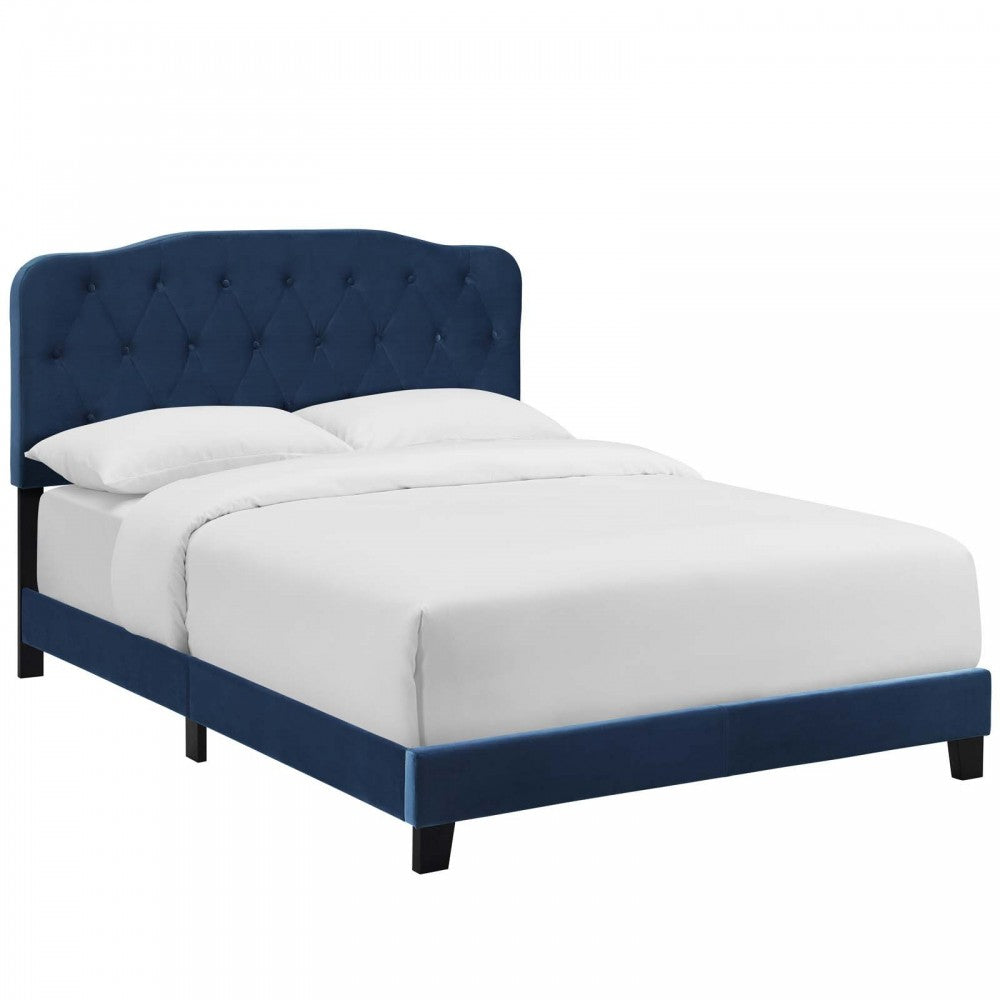 Amelia Full Performance Velvet Bed, Navy