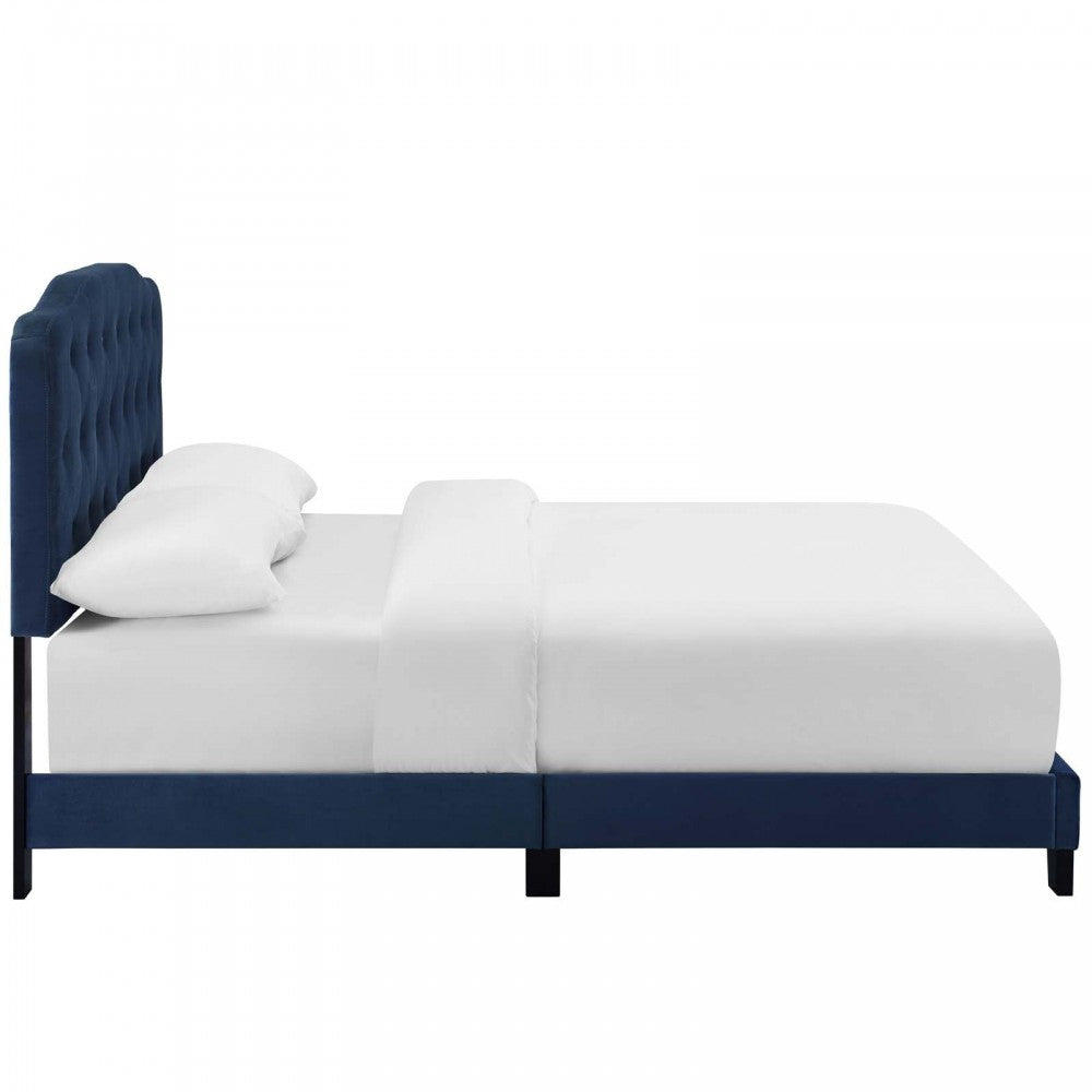 Amelia Full Performance Velvet Bed, Navy