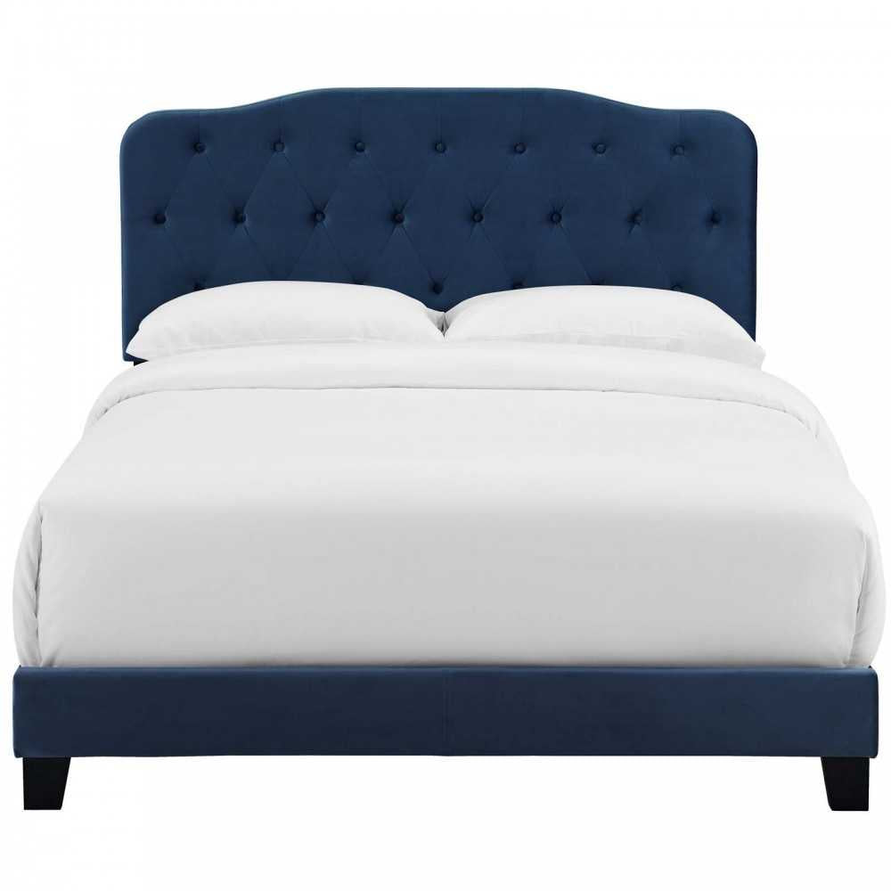 Amelia Full Performance Velvet Bed, Navy