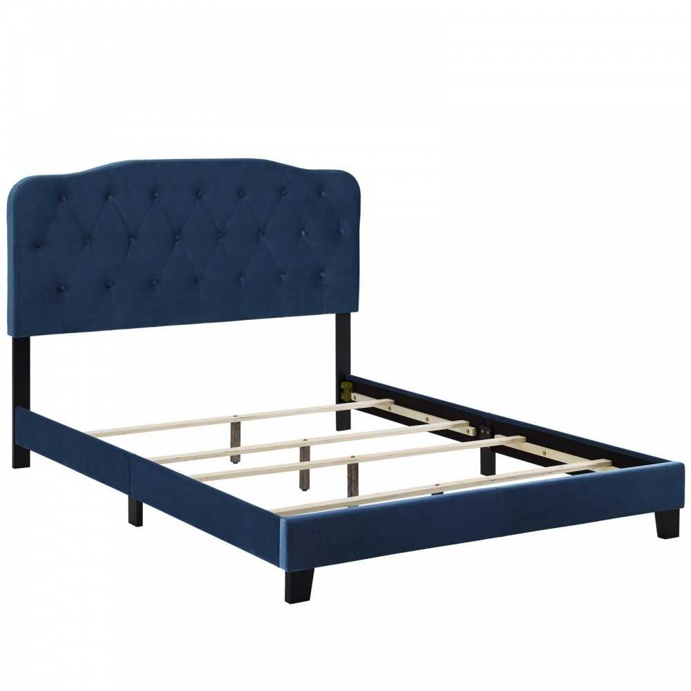 Amelia Full Performance Velvet Bed, Navy