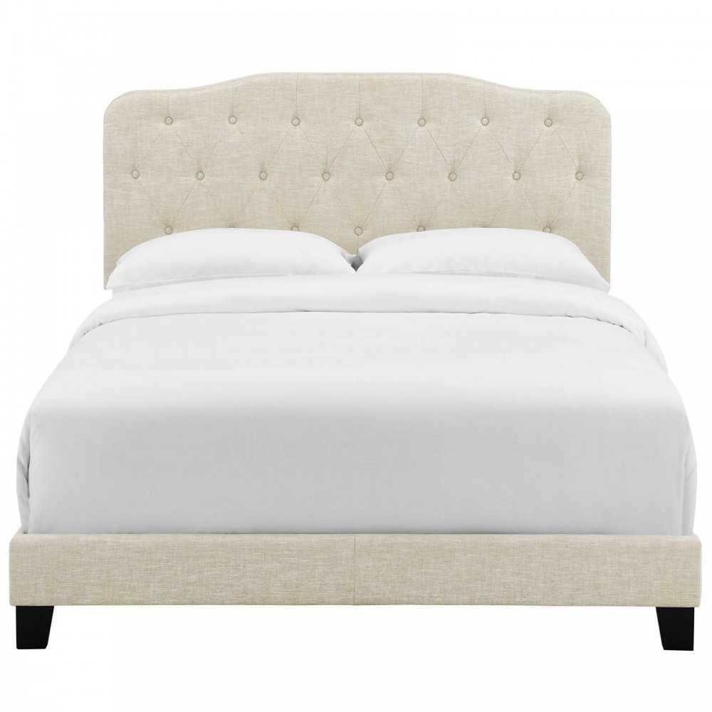 Amelia Full Upholstered Fabric Bed, Beige