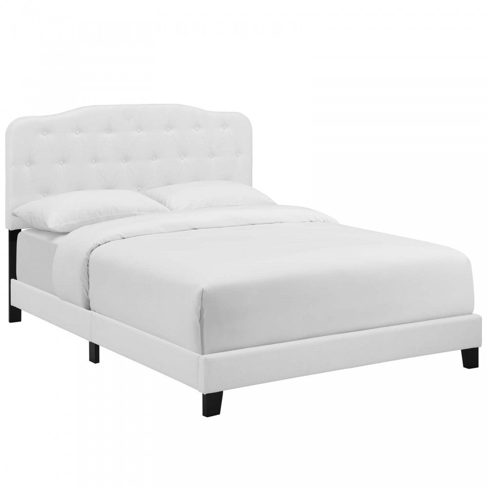 Amelia Full Upholstered Fabric Bed, White