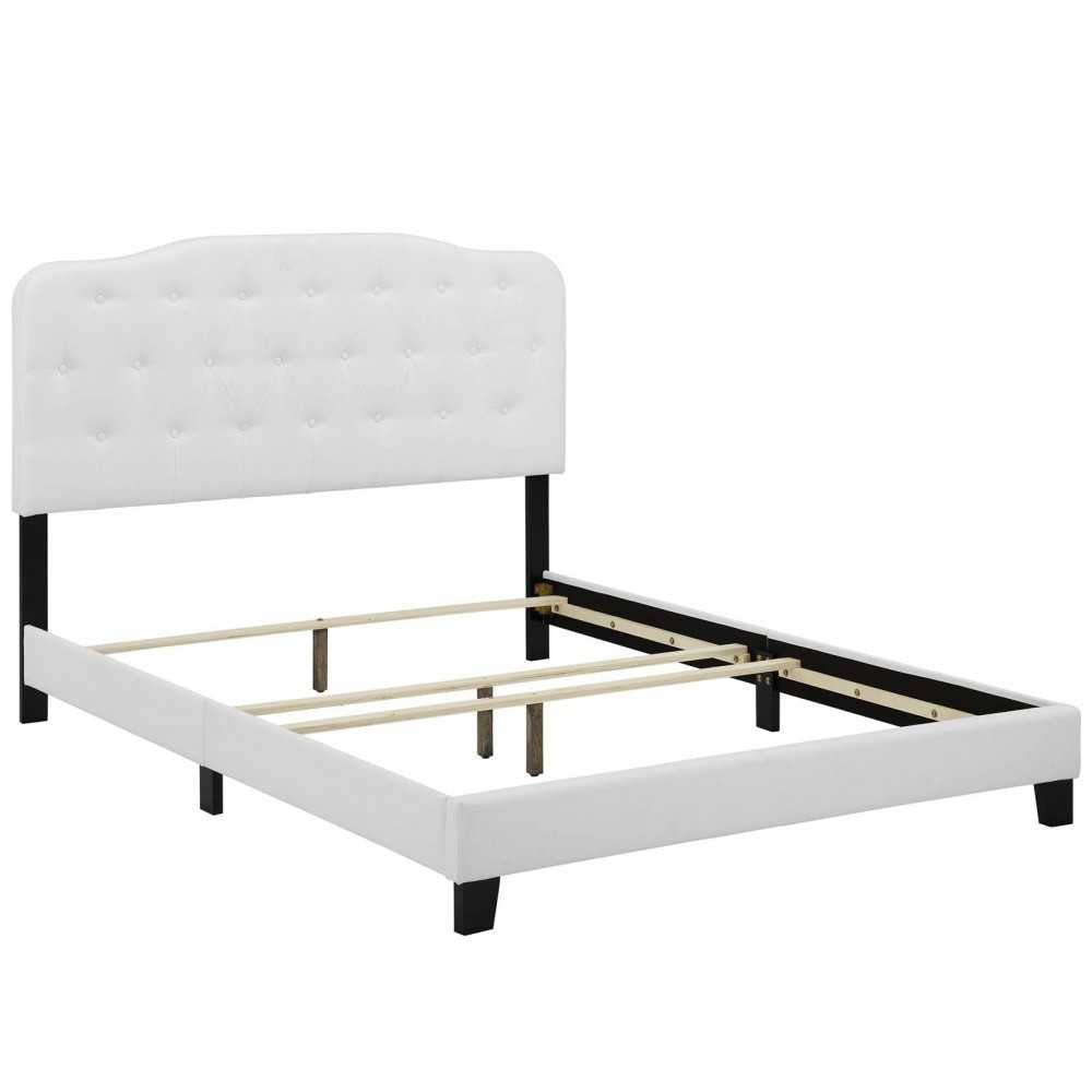 Amelia Full Upholstered Fabric Bed, White