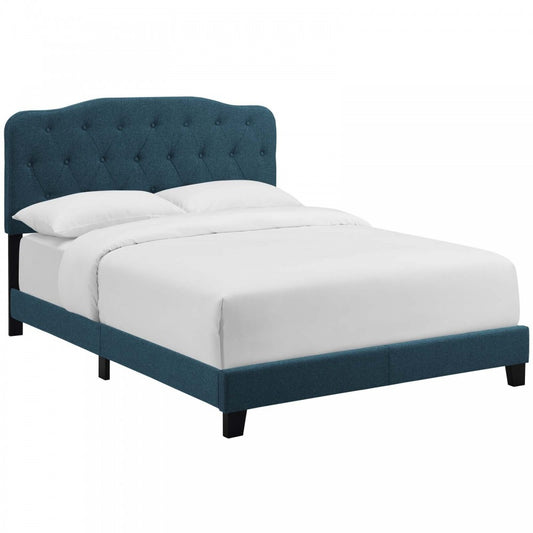 Amelia King Upholstered Fabric Bed, Azure