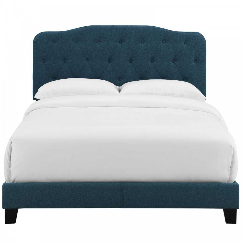 Amelia King Upholstered Fabric Bed, Azure