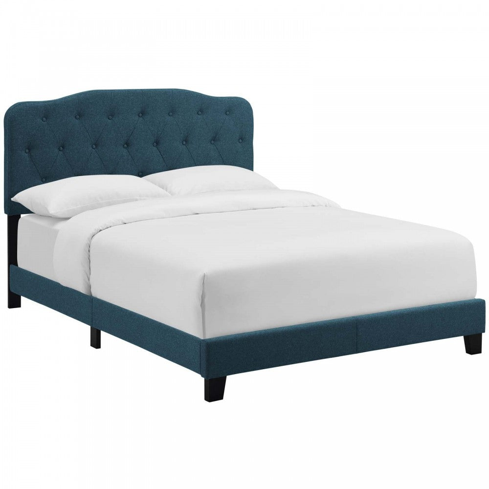 Amelia Queen Upholstered Fabric Bed, Azure