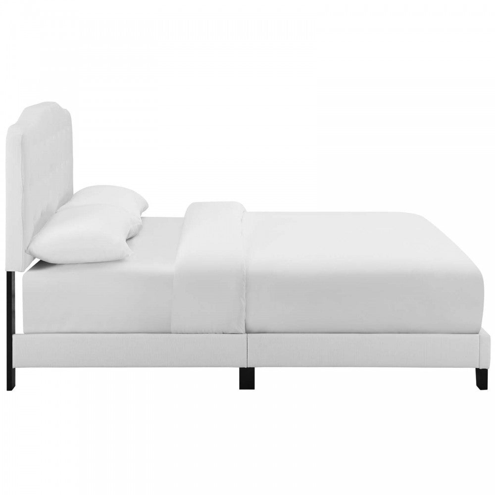 Amelia Queen Upholstered Fabric Bed, White