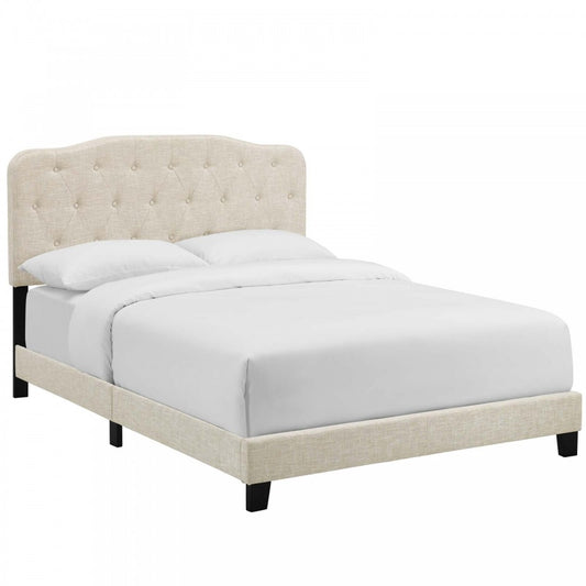 Amelia Twin Upholstered Fabric Bed, Beige