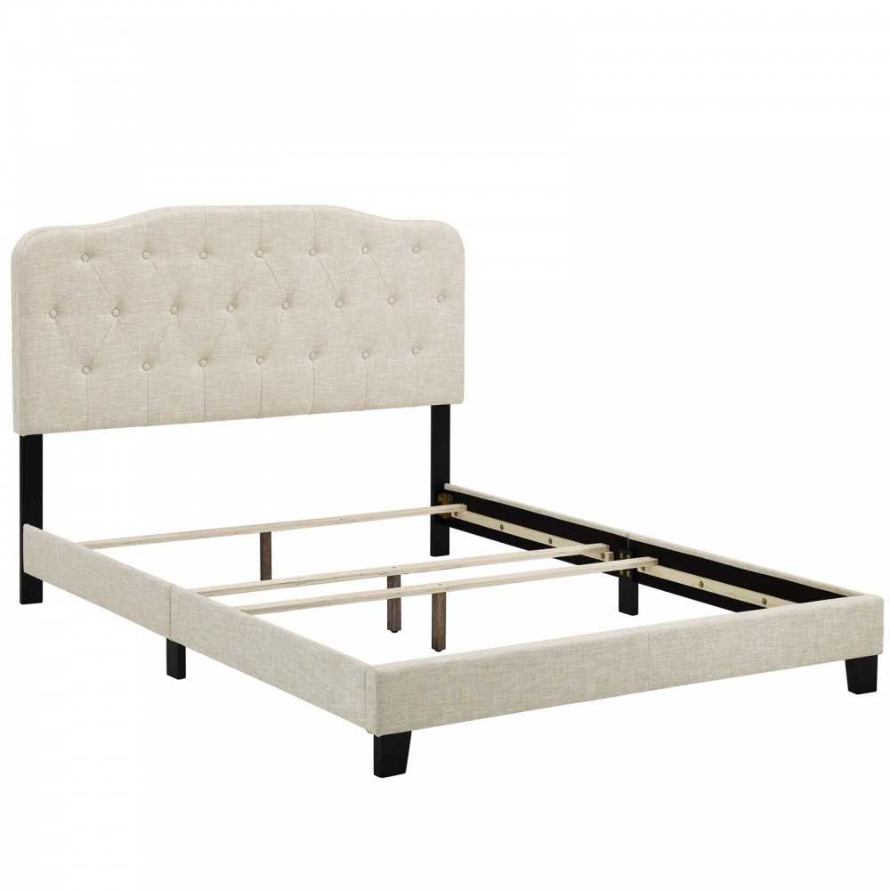 Amelia Twin Upholstered Fabric Bed, Beige