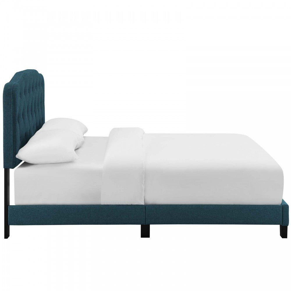 Amelia Twin Upholstered Fabric Bed, Azure