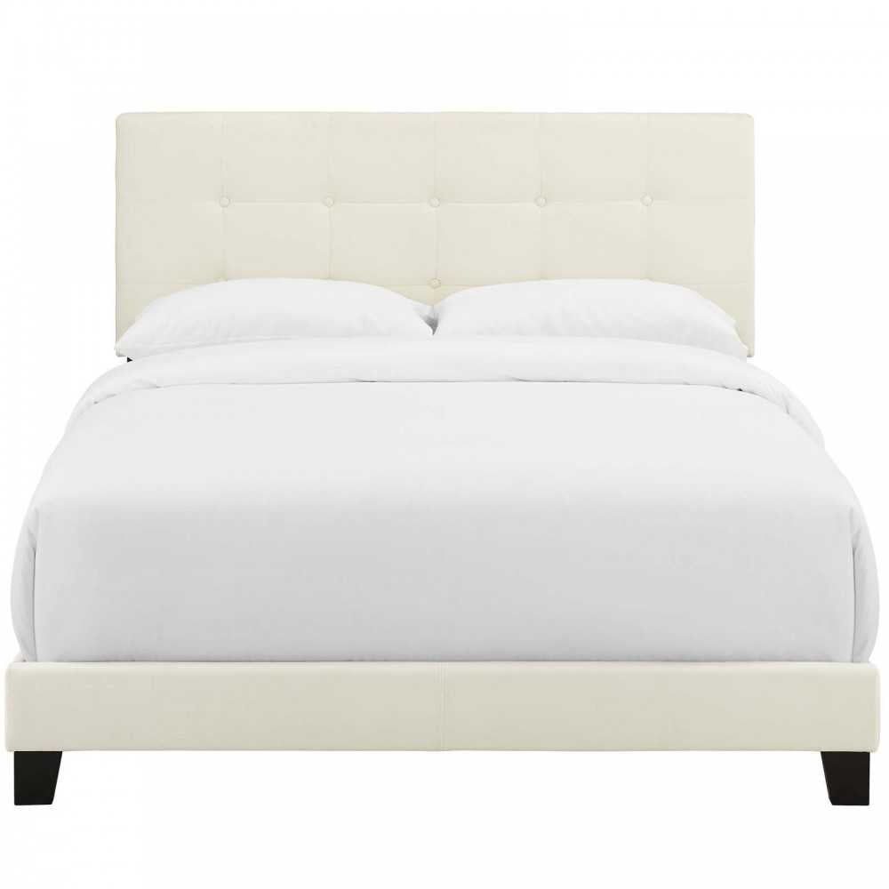 Amira Full Performance Velvet Bed, Ivory