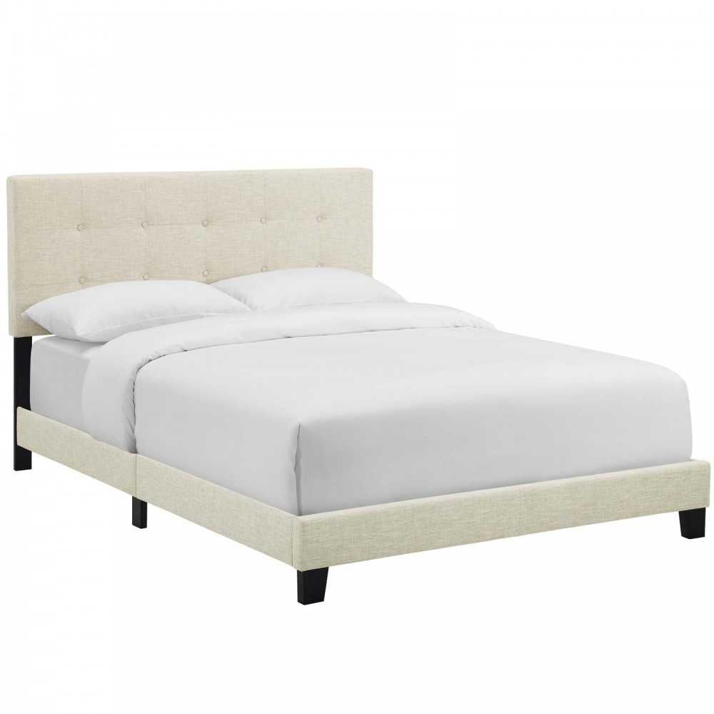 Amira Full Upholstered Fabric Bed, Beige