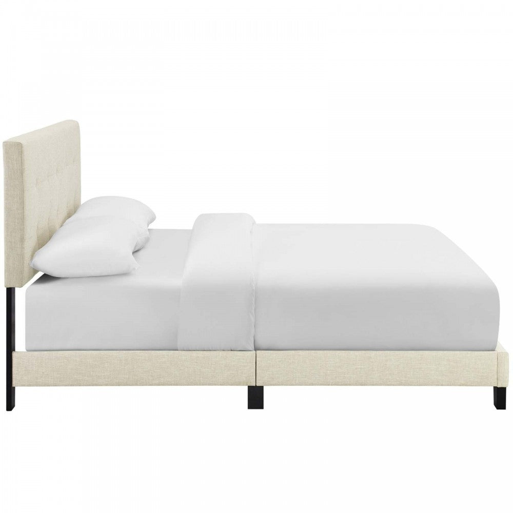 Amira Full Upholstered Fabric Bed, Beige