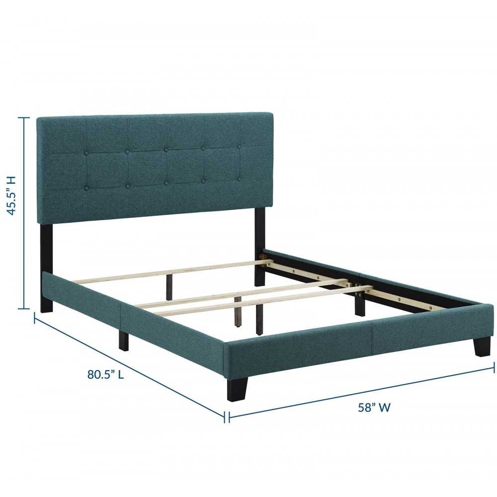 Amira Full Upholstered Fabric Bed, Teal