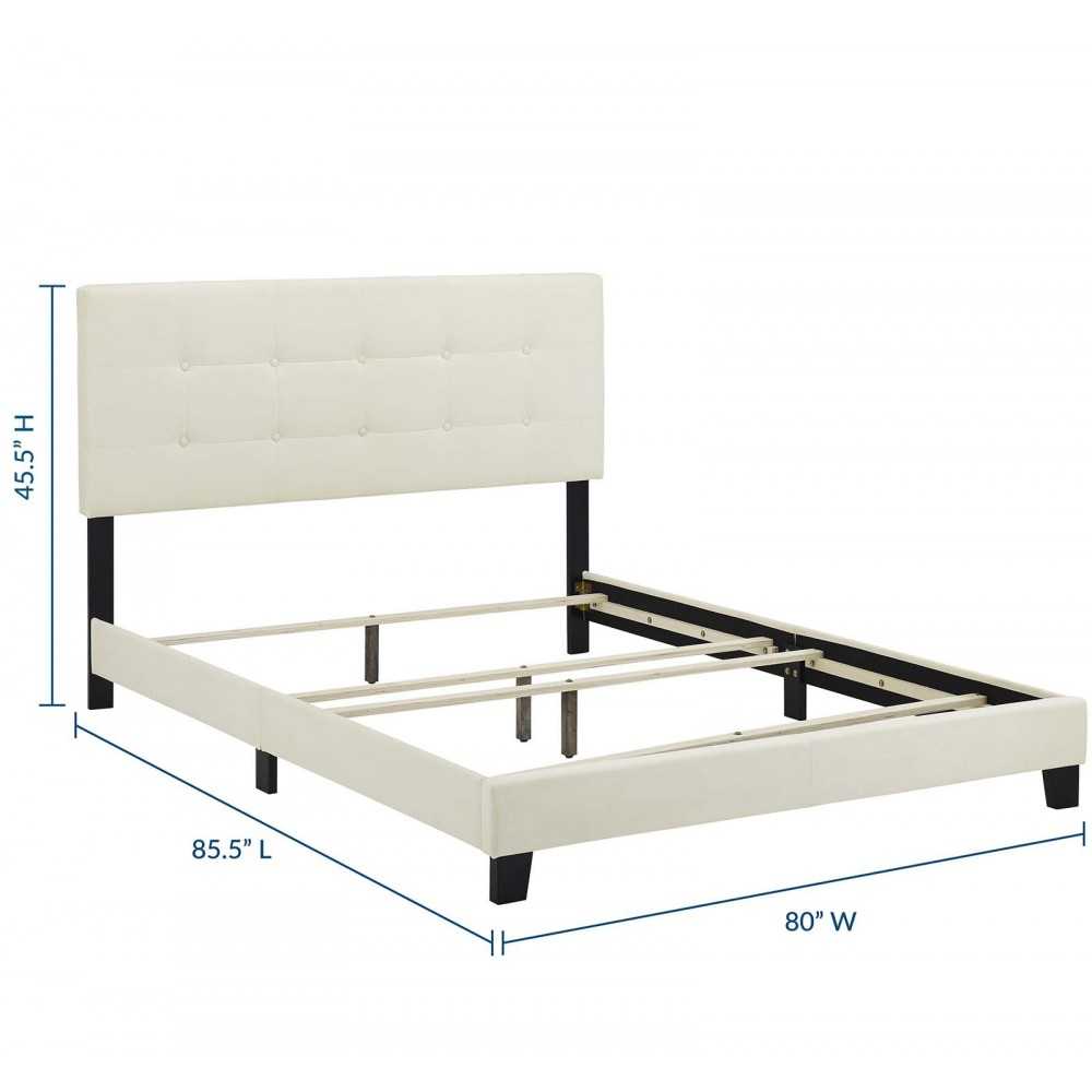 Amira King Performance Velvet Bed, Ivory