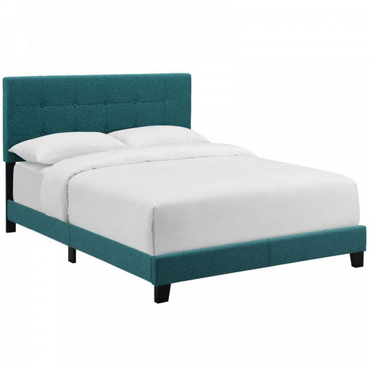 Amira King Upholstered Fabric Bed, Teal