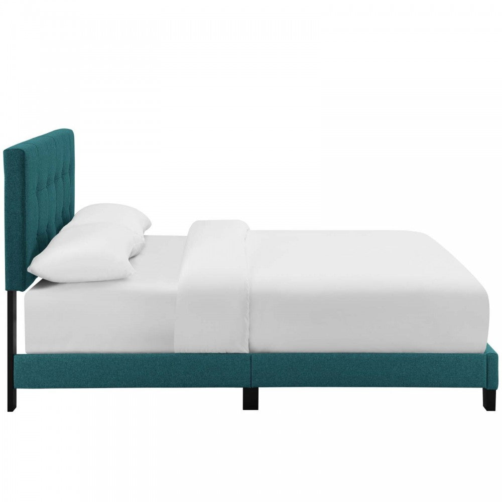 Amira King Upholstered Fabric Bed, Teal