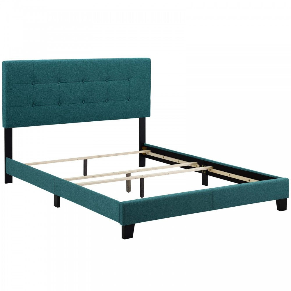 Amira King Upholstered Fabric Bed, Teal