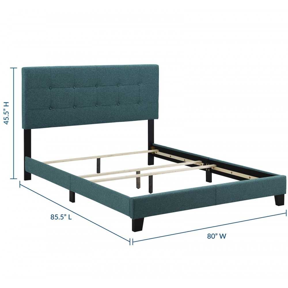 Amira King Upholstered Fabric Bed, Teal