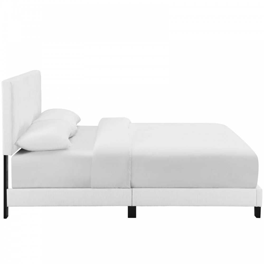 Amira King Upholstered Fabric Bed, White