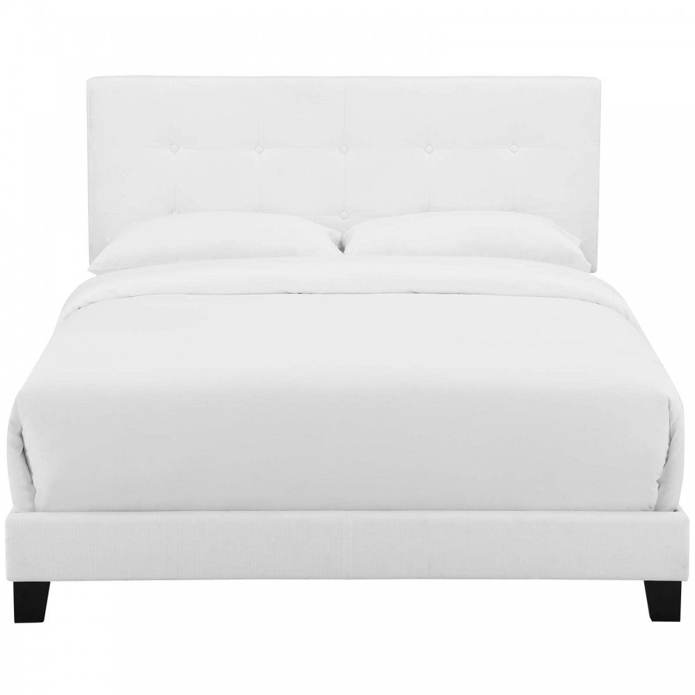 Amira King Upholstered Fabric Bed, White