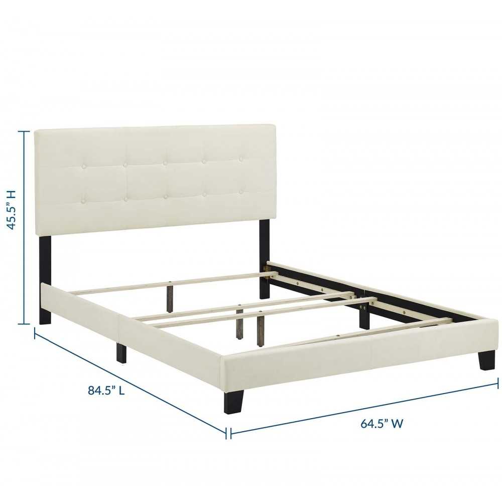 Amira Queen Performance Velvet Bed, Ivory