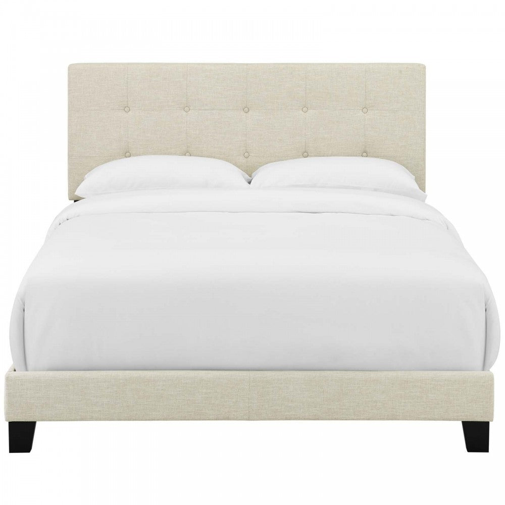 Amira Queen Upholstered Fabric Bed, Beige