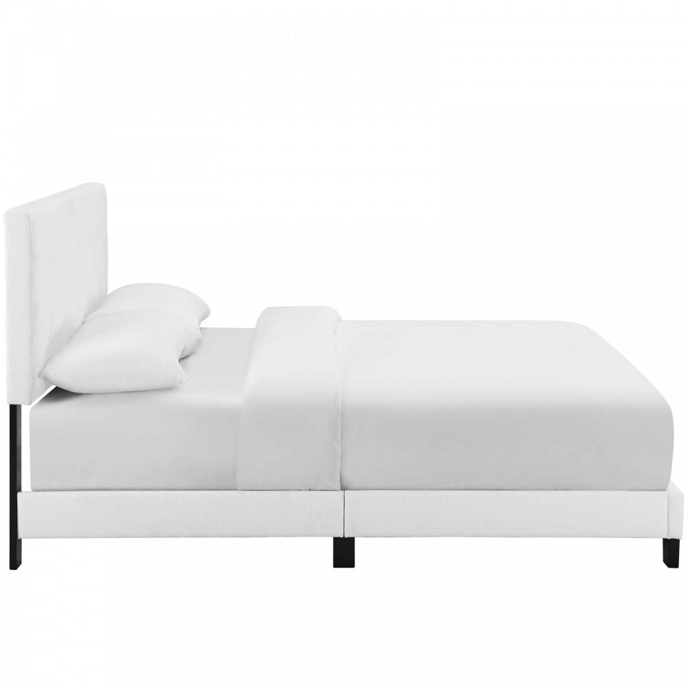 Amira Queen Upholstered Fabric Bed, White