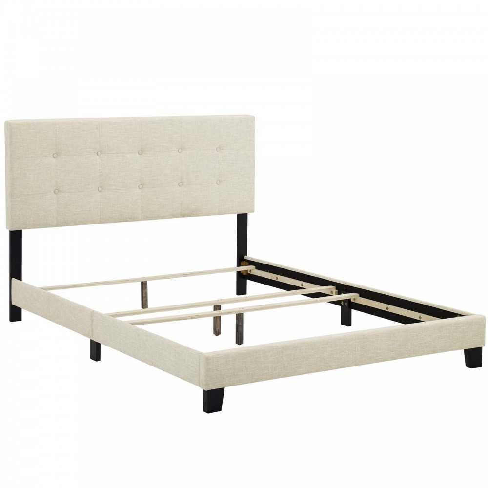 Amira Twin Upholstered Fabric Bed, Beige