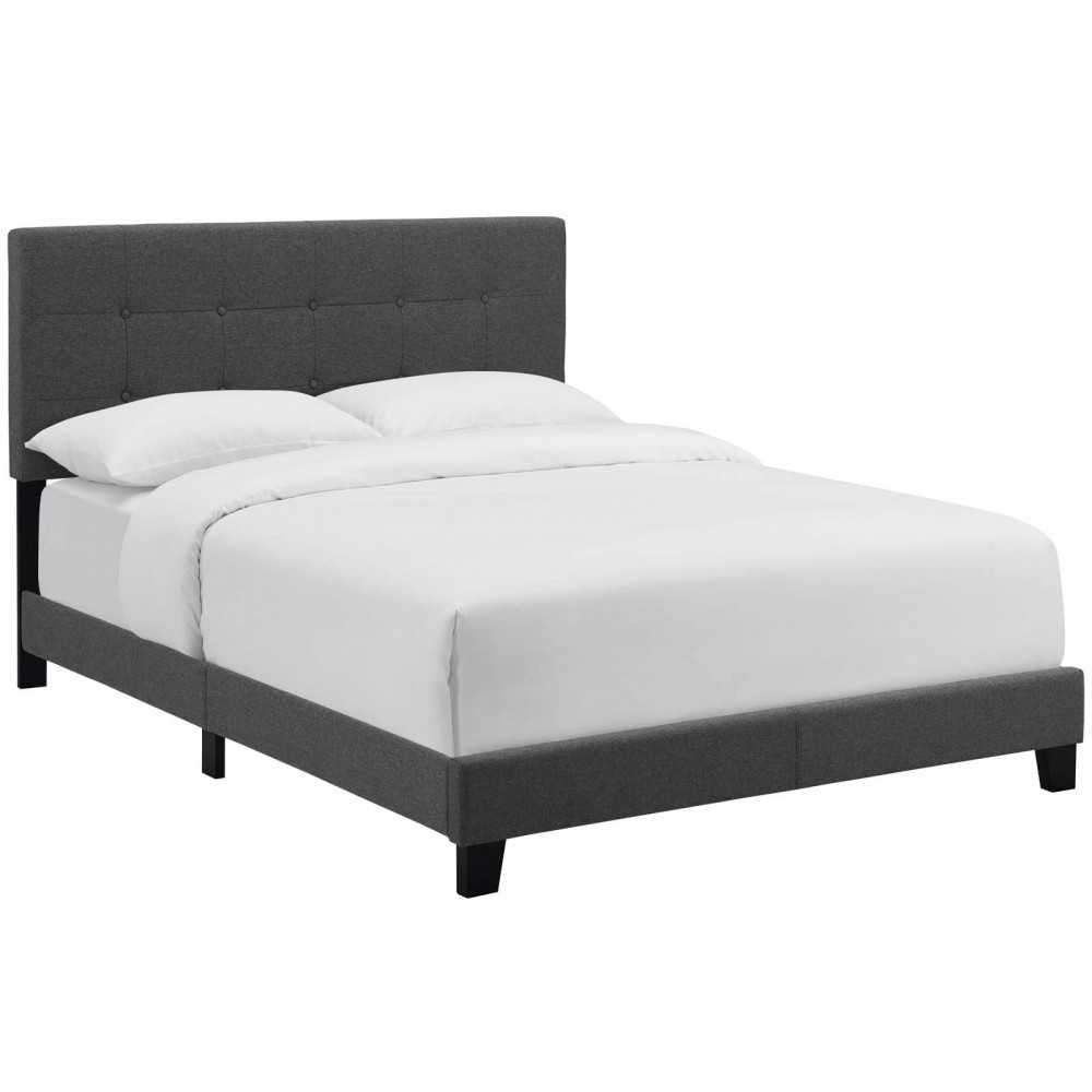 Amira Twin Upholstered Fabric Bed, Gray