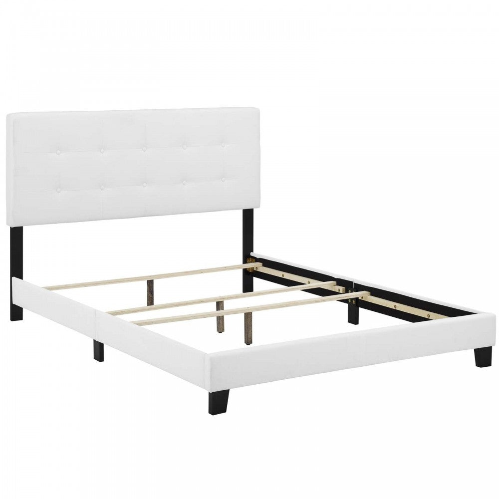 Amira Twin Upholstered Fabric Bed, White