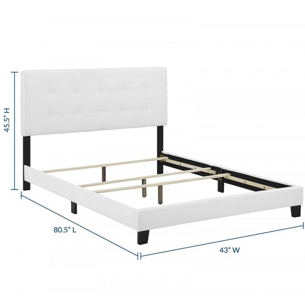 Amira Twin Upholstered Fabric Bed, White