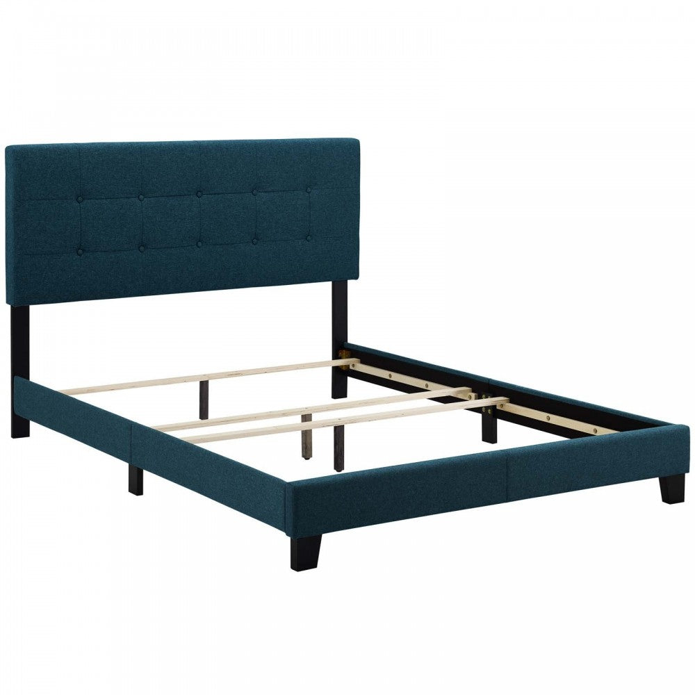 Amira Twin Upholstered Fabric Bed, Azure