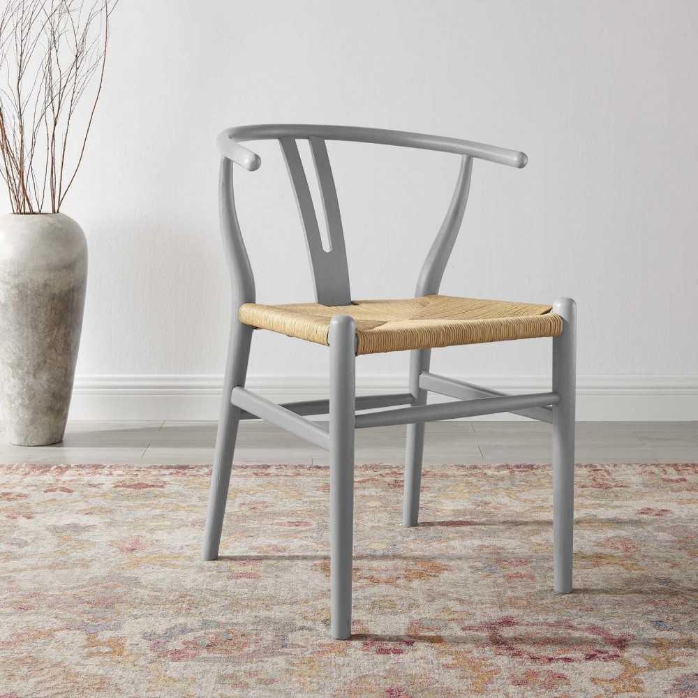 Amish Dining Wood Side Chair, Light Gray