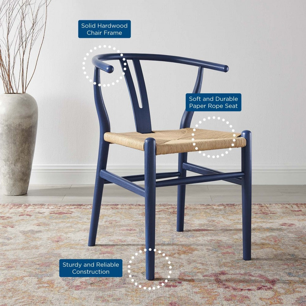 Amish Dining Wood Side Chair, Midnight Blue