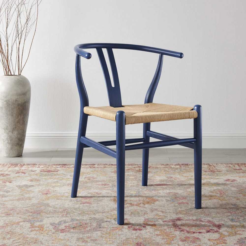 Amish Dining Wood Side Chair, Midnight Blue