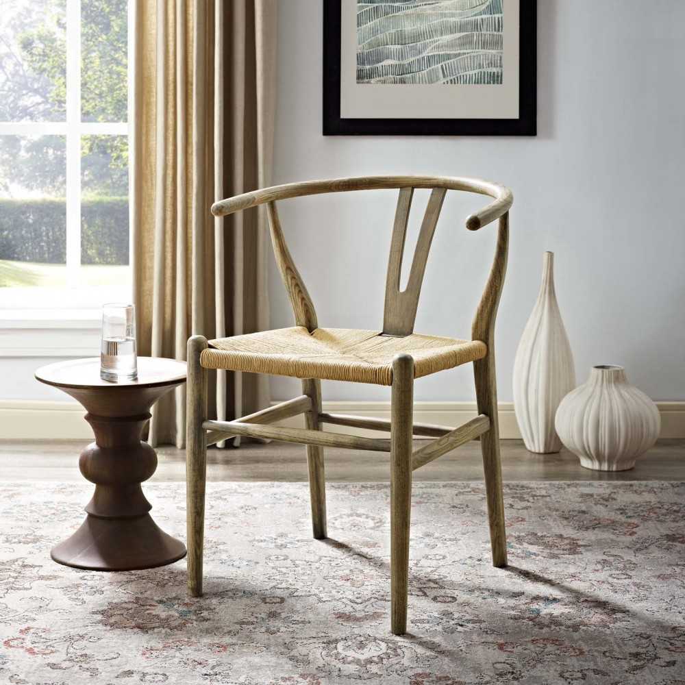 Amish Dining Wood Side Chair, Weathered Gray
