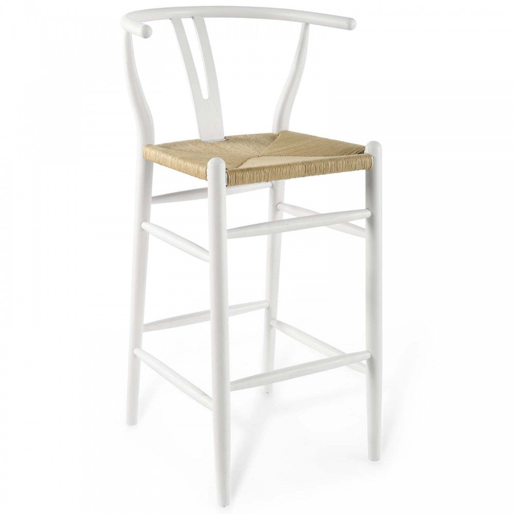 Amish Wood Bar Stool Set of 2, White