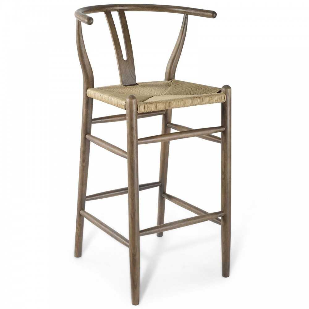 Amish Wood Bar Stool, Gray