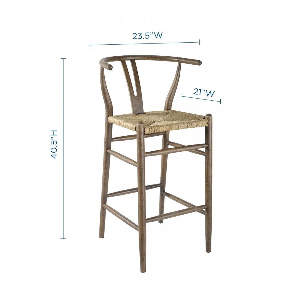 Amish Wood Bar Stool, Gray